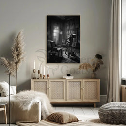 Noir-Inspired Vintage Film Set Art Print - Artistic Poster PosterGoat