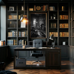 Noir-Inspired Vintage Film Set Art Print - Artistic Poster PosterGoat