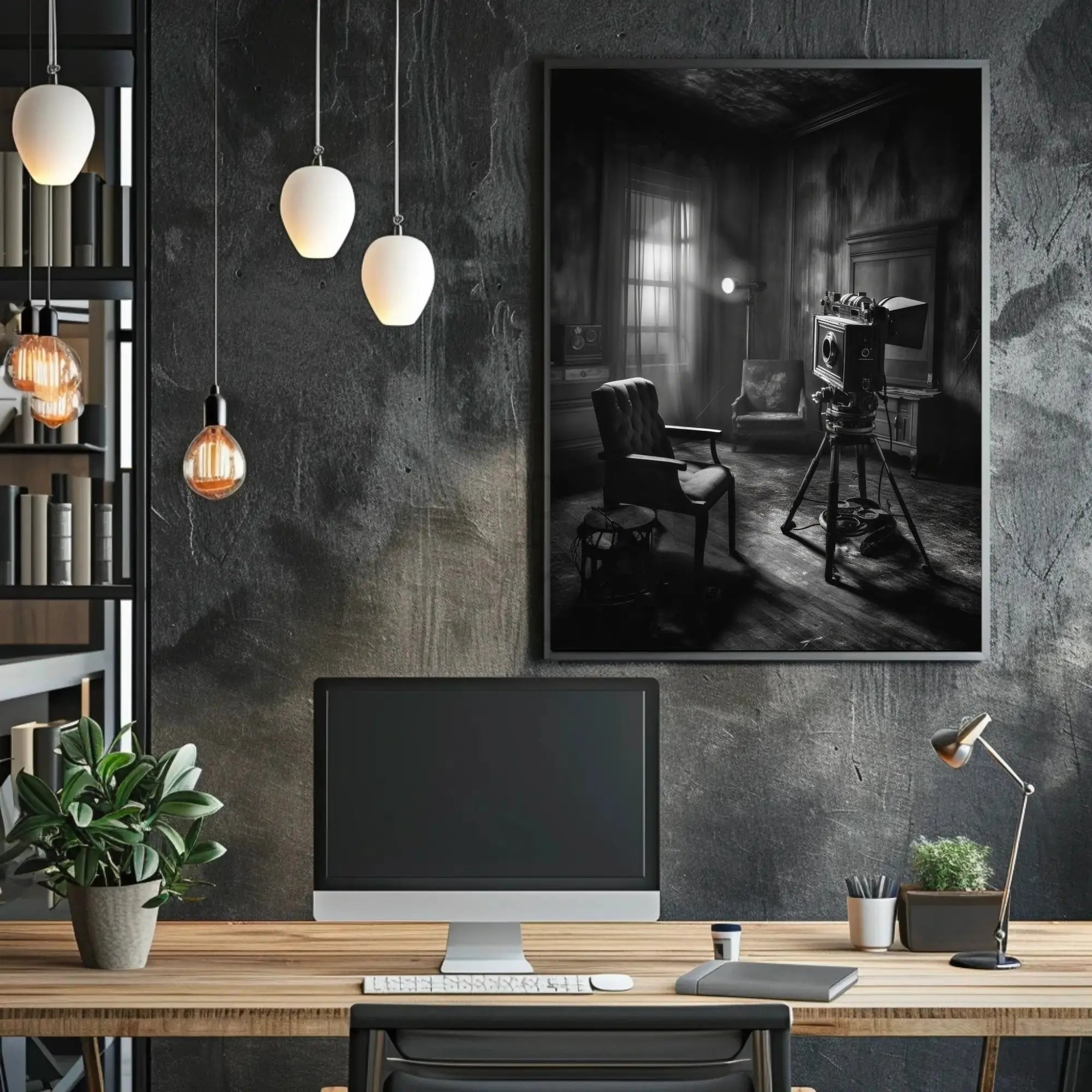 Noir-Inspired Vintage Film Set Art Print - Artistic Poster PosterGoat