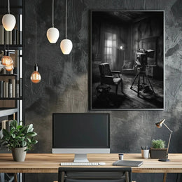 Noir-Inspired Vintage Film Set Art Print - Artistic Poster PosterGoat