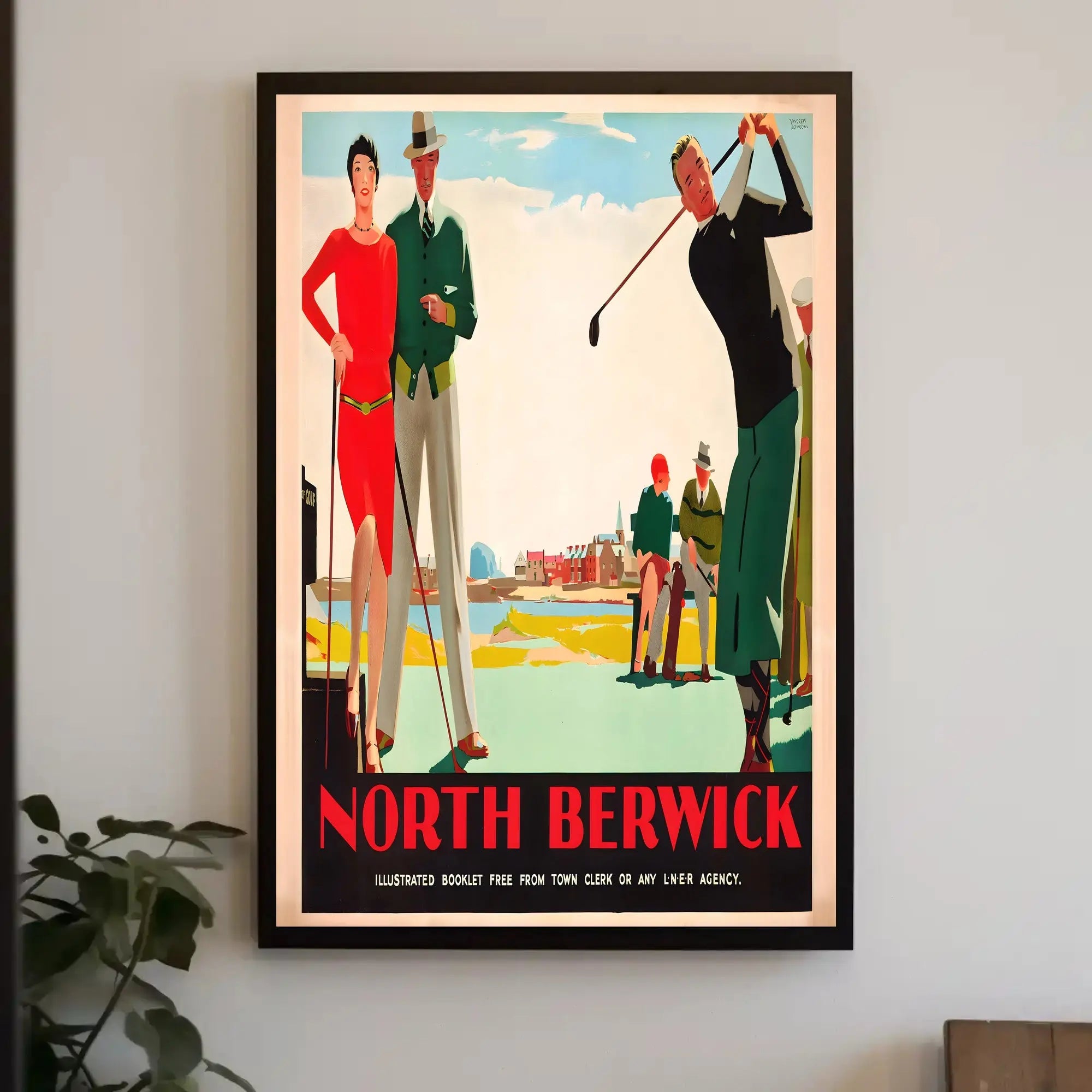 North Berwick Golf Elegance Art Deco Travel Poster PosterGoat