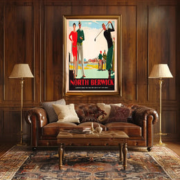 North Berwick Golf Elegance Art Deco Travel Poster PosterGoat