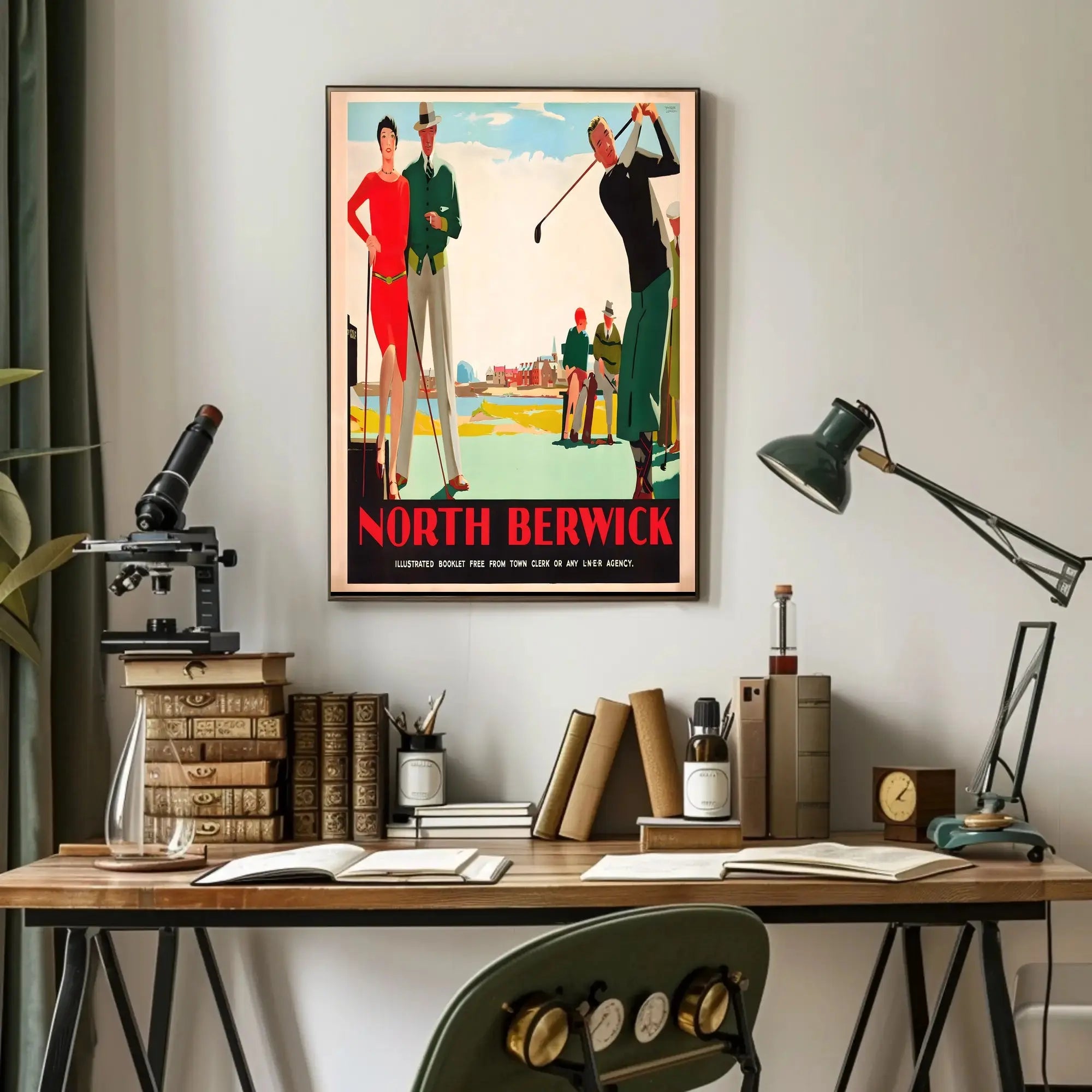 North Berwick Golf Elegance Art Deco Travel Poster PosterGoat