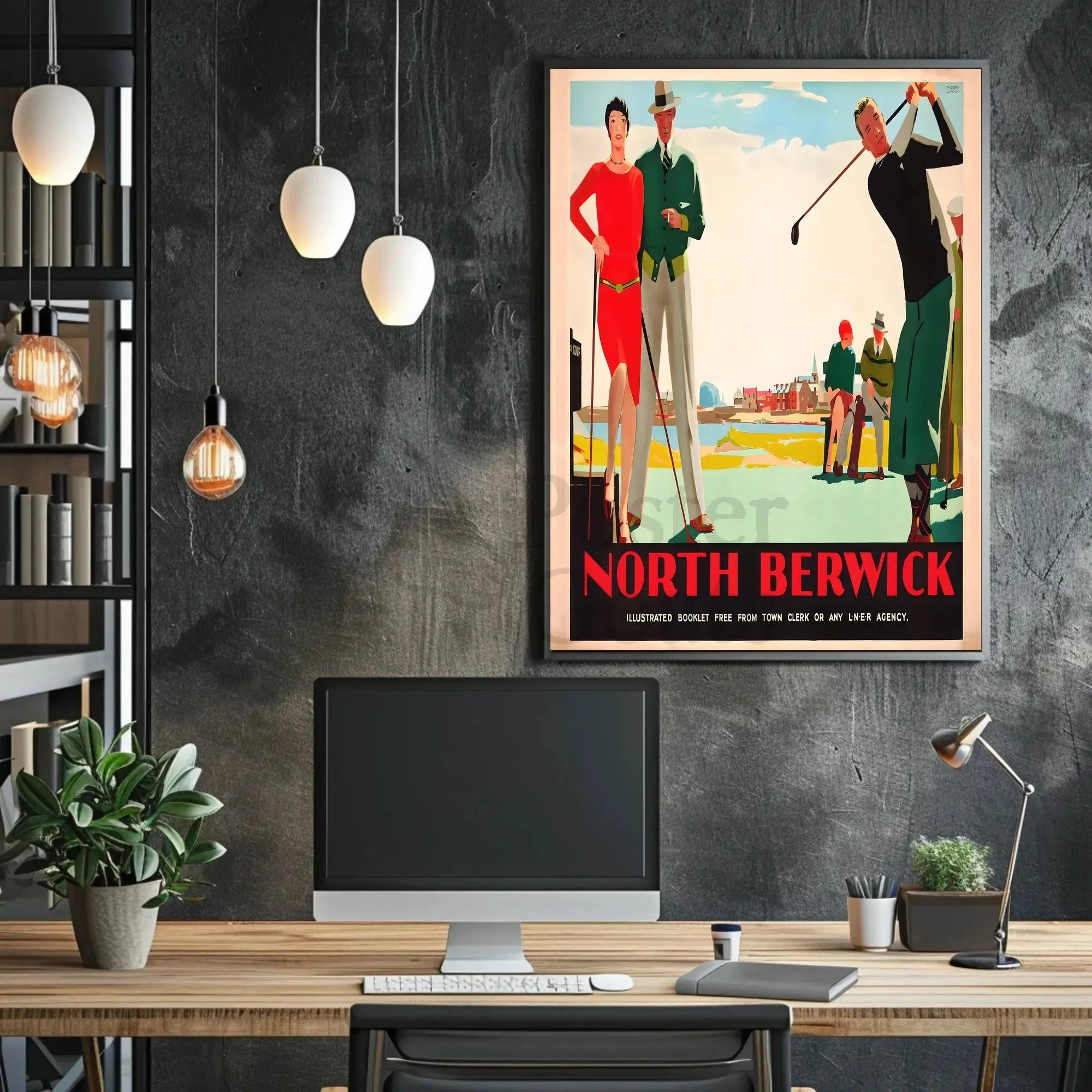 North Berwick Golf Elegance Art Deco Travel Poster PosterGoat