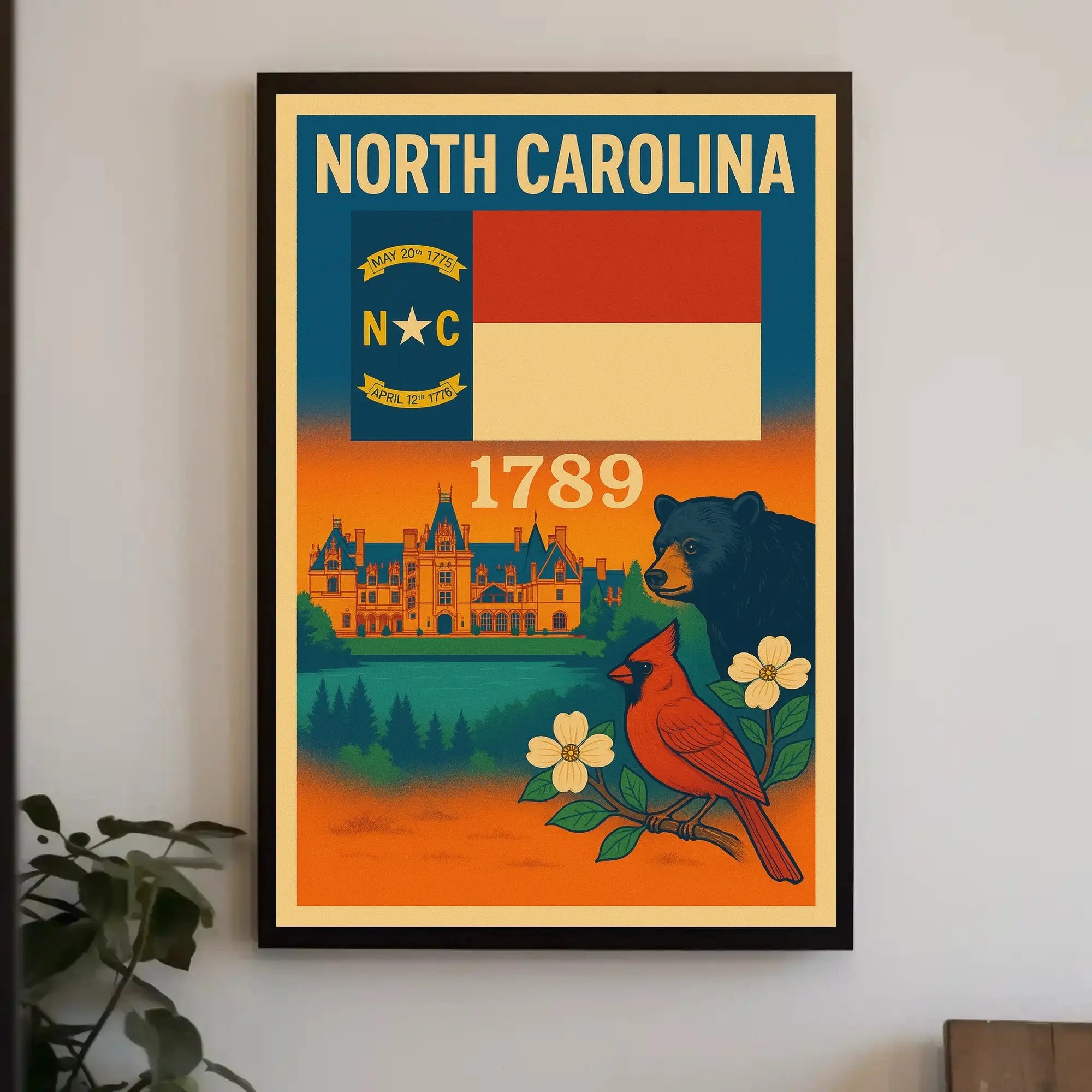 North Carolina Heritage Poster: Celebrating State History and Symbols Cultural or Heritage Poster PosterGoat