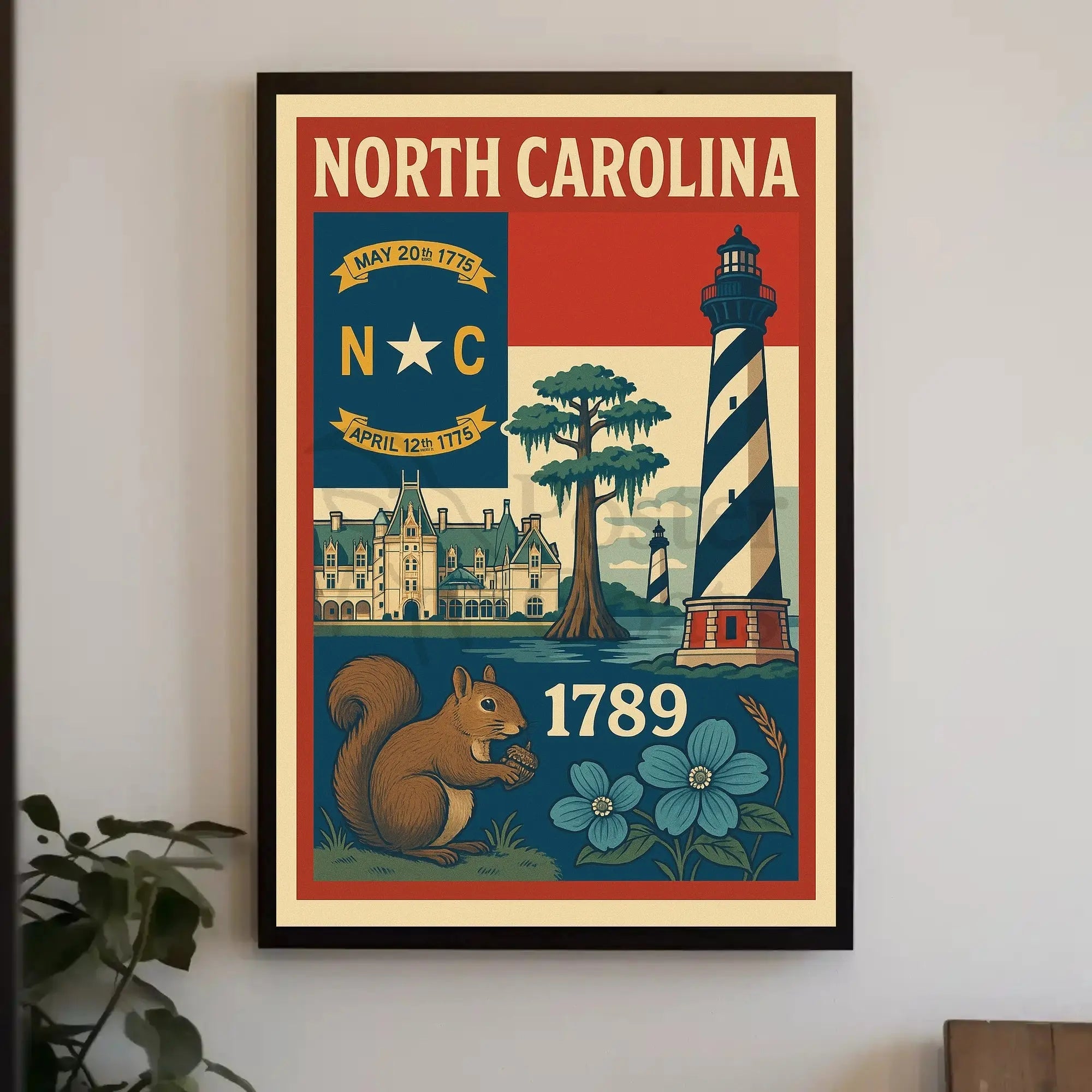 North Carolina Heritage Vintage Art Cultural or Heritage Poster PosterGoat