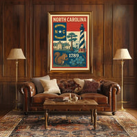 North Carolina Heritage Vintage Art Cultural or Heritage Poster PosterGoat
