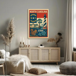 North Carolina Heritage Vintage Art Cultural or Heritage Poster PosterGoat