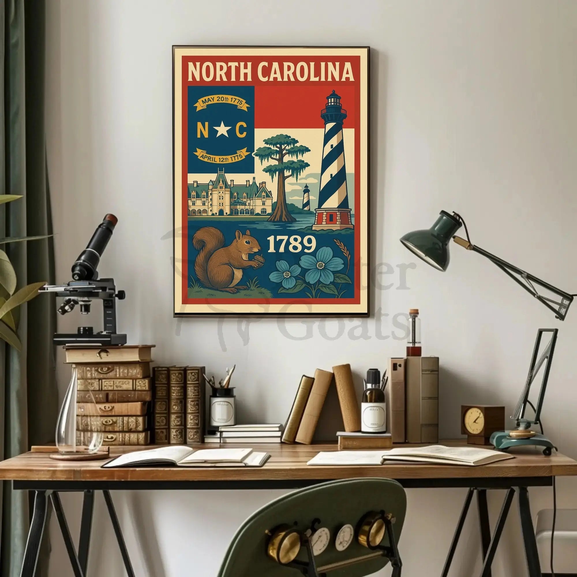 North Carolina Heritage Vintage Art Cultural or Heritage Poster PosterGoat