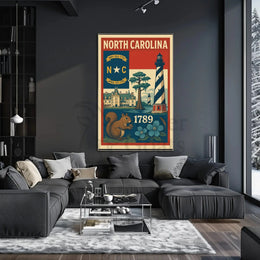 North Carolina Heritage Vintage Art Cultural or Heritage Poster PosterGoat