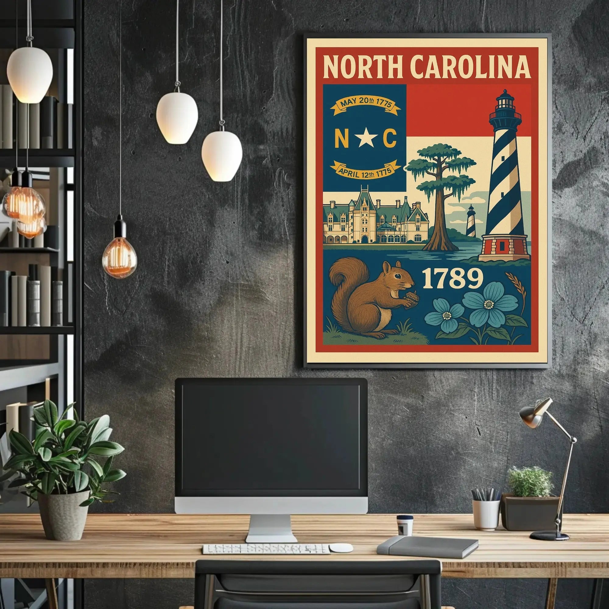 North Carolina Heritage Vintage Art Cultural or Heritage Poster PosterGoat
