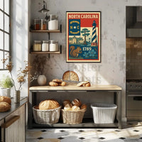 North Carolina Heritage Vintage Art Cultural or Heritage Poster PosterGoat