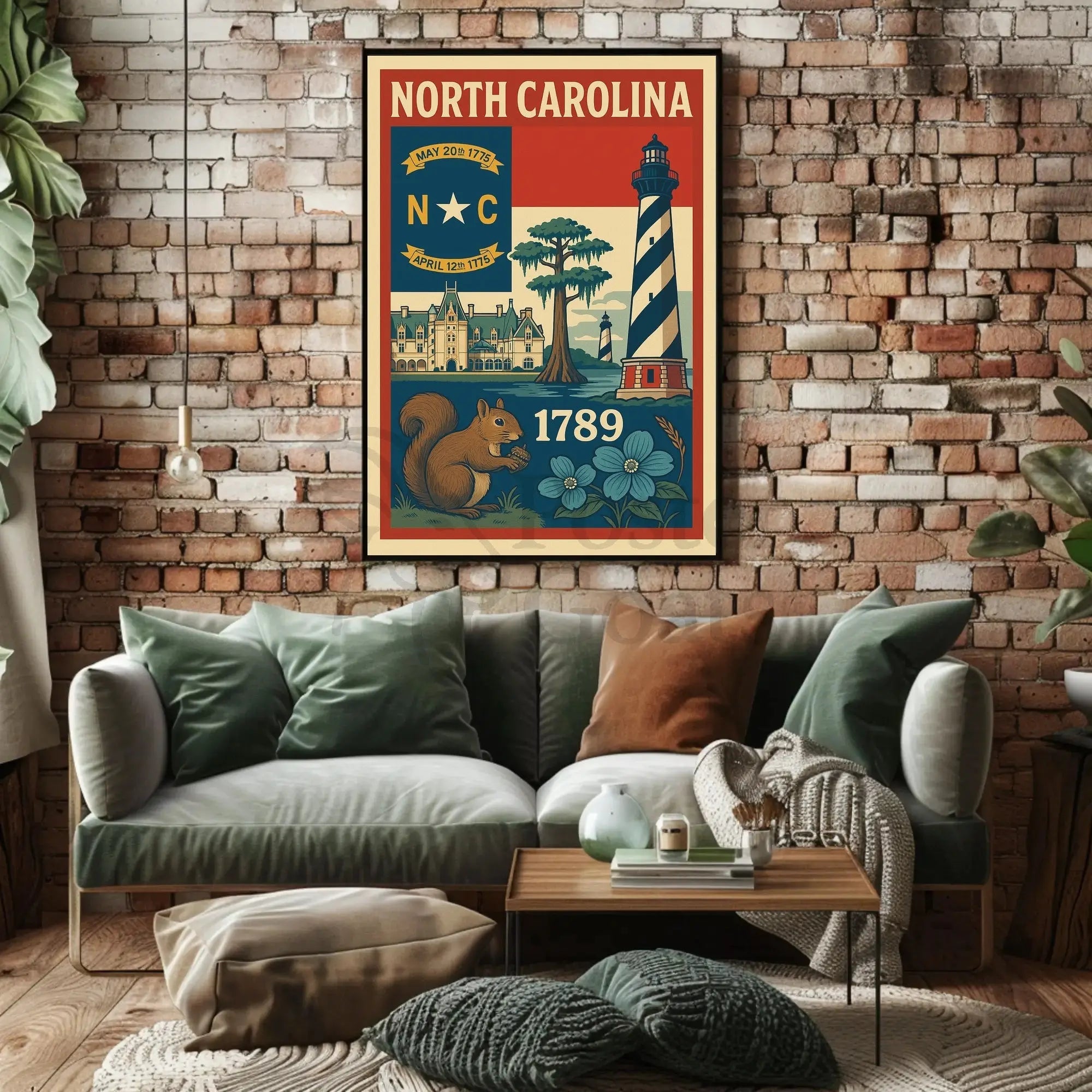 North Carolina Heritage Vintage Art Cultural or Heritage Poster PosterGoat