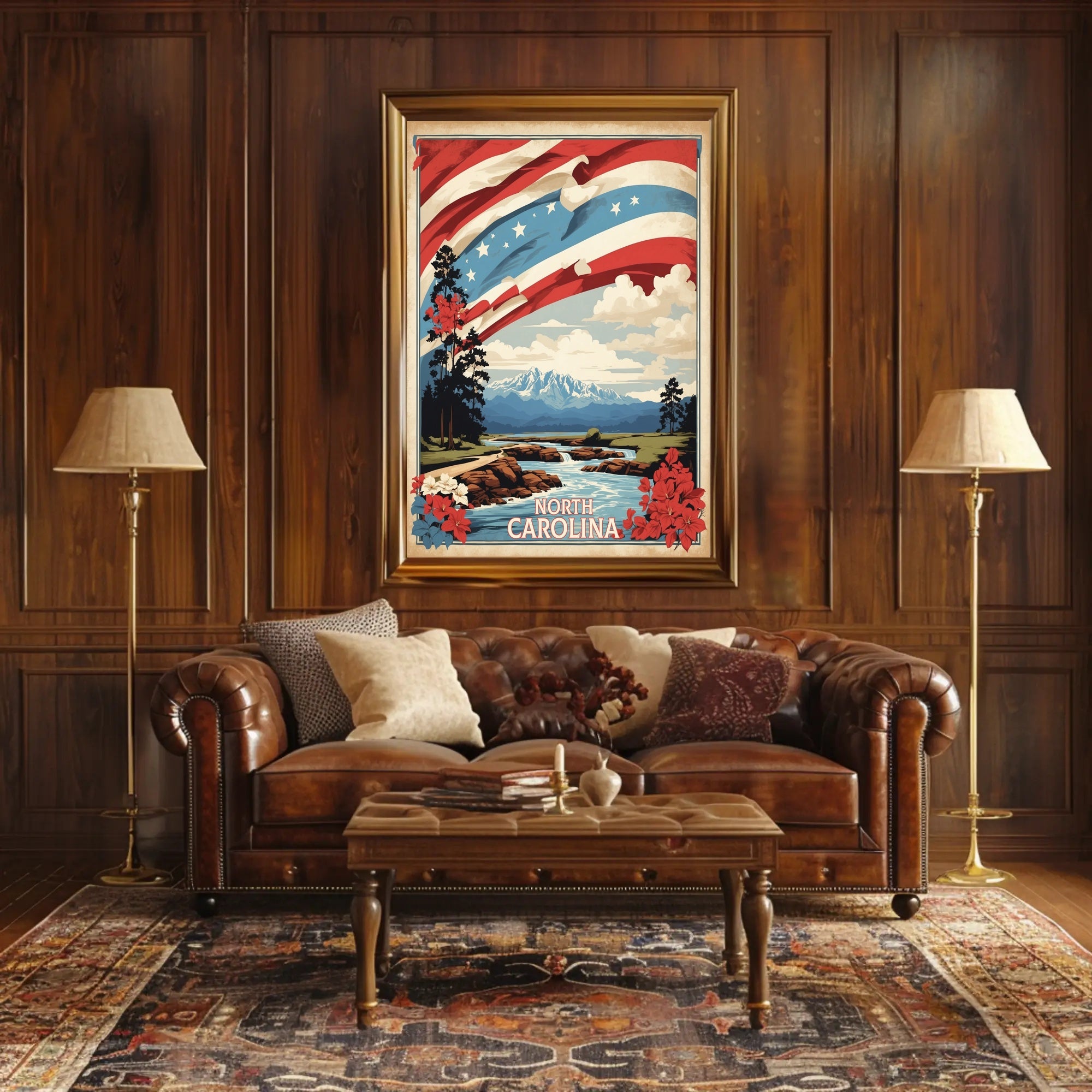 North Carolina Scenic Landscape Travel Poster PosterGoat