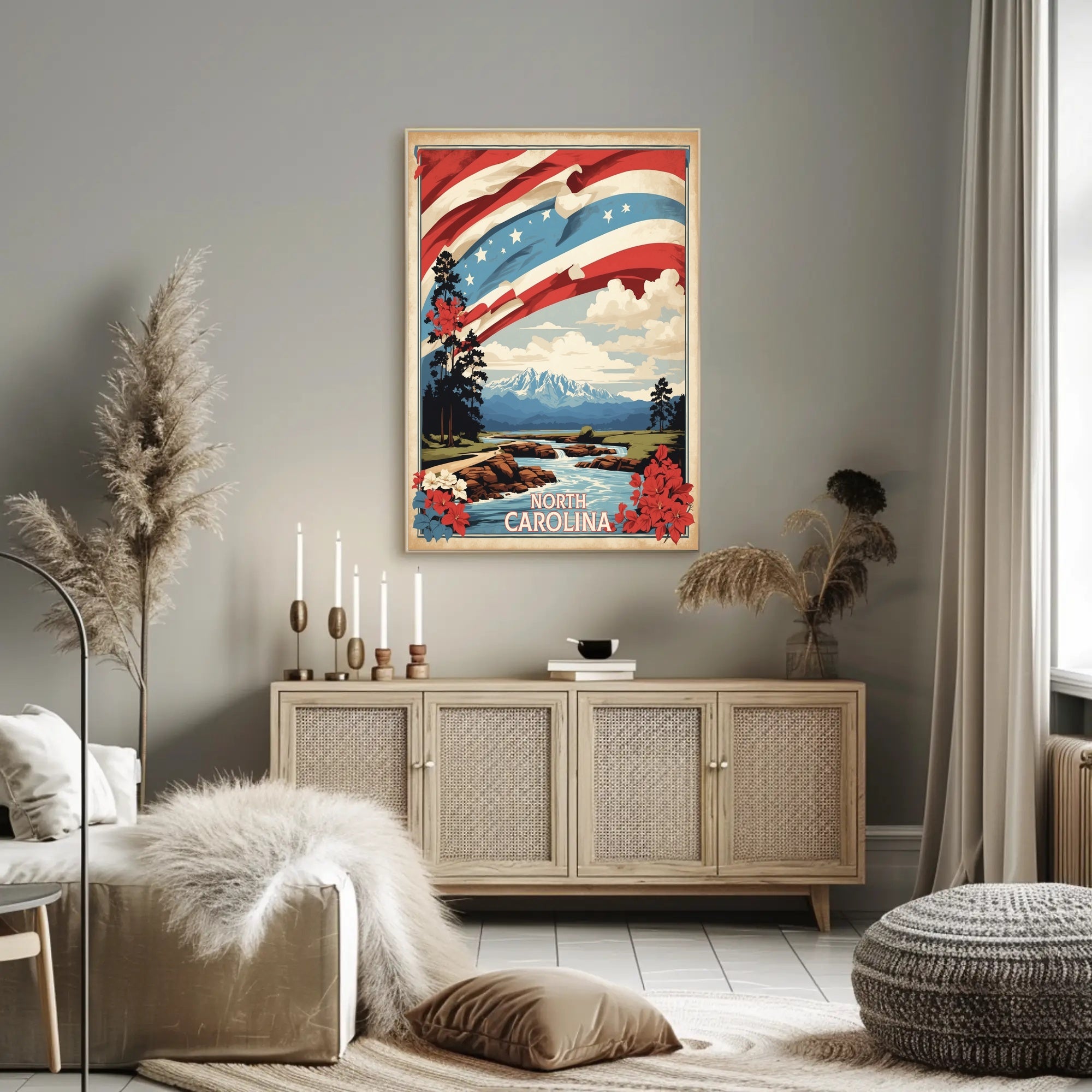North Carolina Scenic Landscape Travel Poster PosterGoat