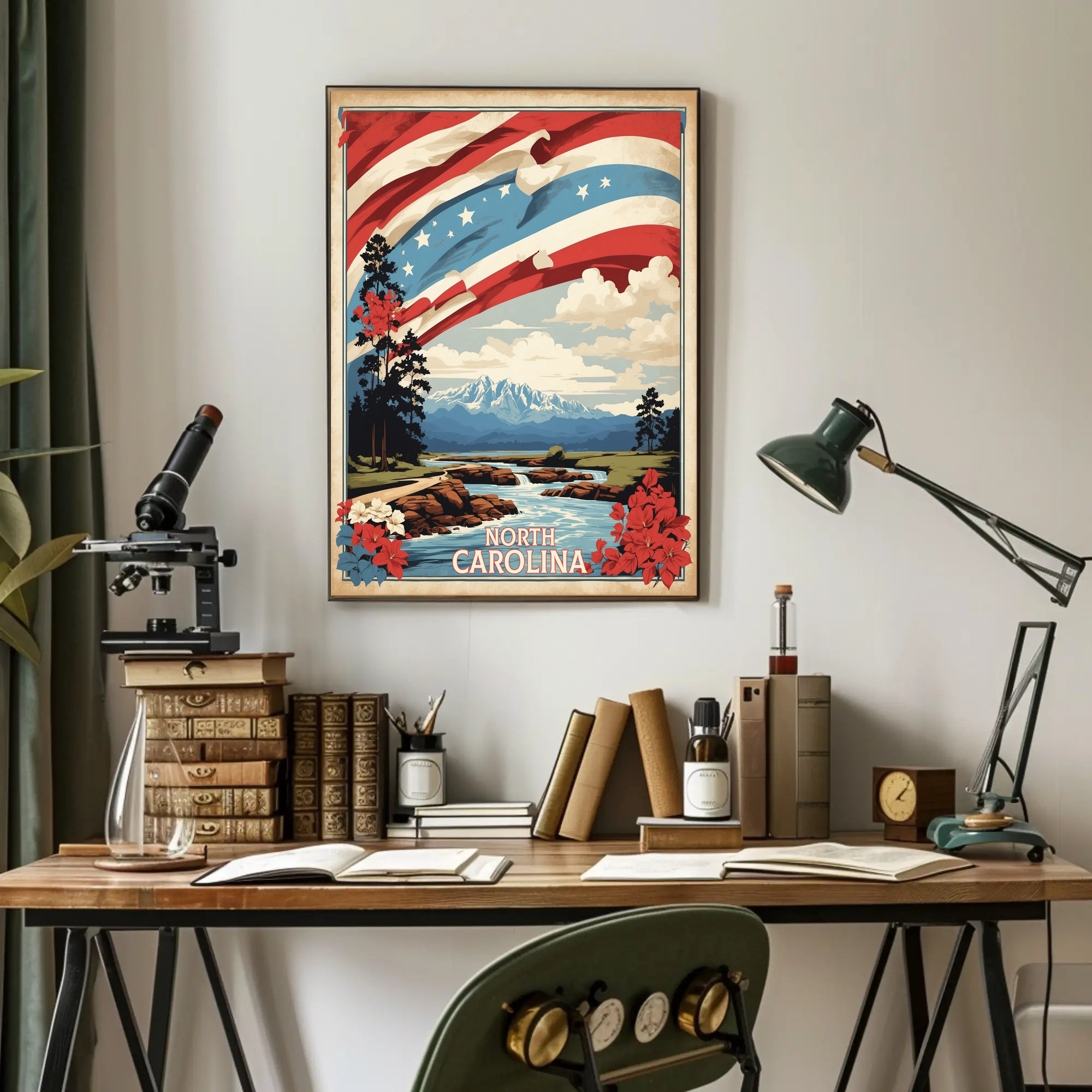 North Carolina Scenic Landscape Travel Poster PosterGoat