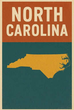 North Carolina State Map Vintage Travel Poster PosterGoat