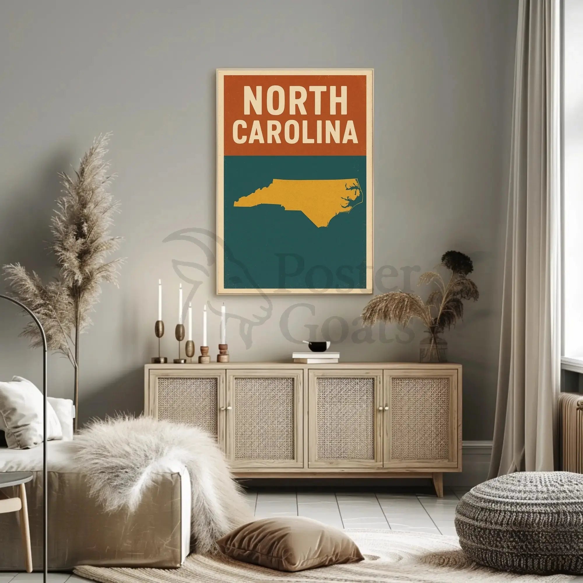 North Carolina State Map Vintage Travel Poster PosterGoat