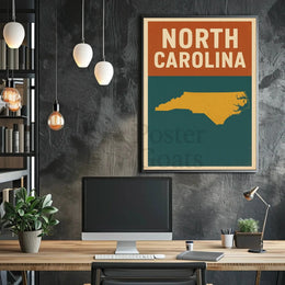 North Carolina State Map Vintage Travel Poster PosterGoat