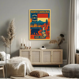 North Carolina Vintage Design Cultural Heritage Poster PosterGoat