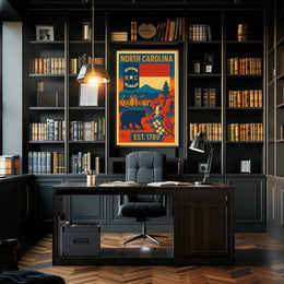North Carolina Vintage Design Cultural Heritage Poster PosterGoat