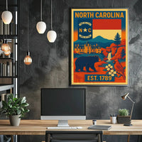 North Carolina Vintage Design Cultural Heritage Poster PosterGoat