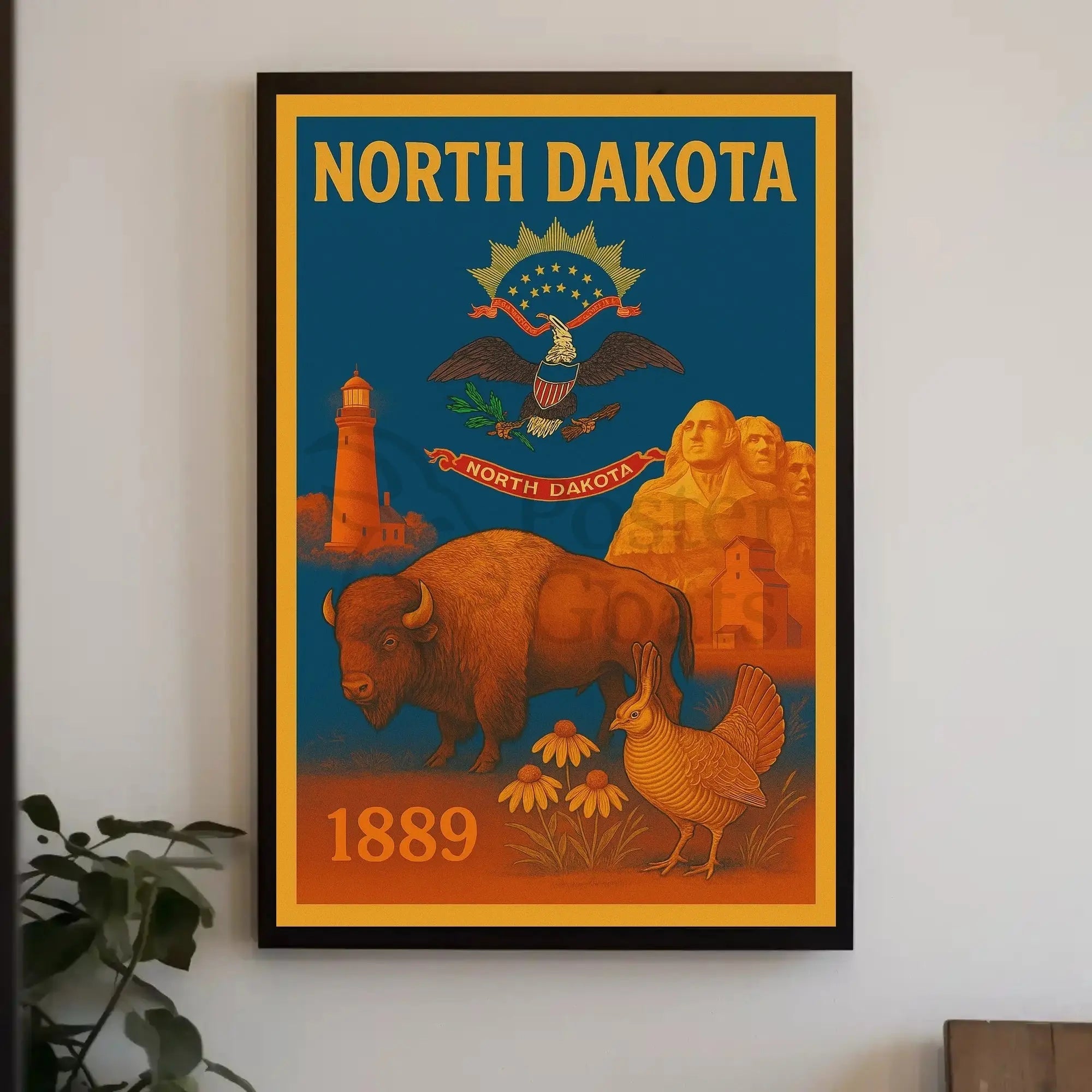 North Dakota 1889 Heritage Poster PosterGoat