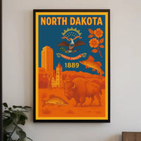 North Dakota Heritage Symbols Vintage Cultural or Heritage Poster PosterGoat