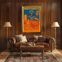 North Dakota Heritage Symbols Vintage Cultural or Heritage Poster PosterGoat