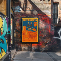North Dakota Heritage Symbols Vintage Cultural or Heritage Poster PosterGoat