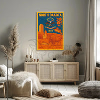 North Dakota Heritage Symbols Vintage Cultural or Heritage Poster PosterGoat
