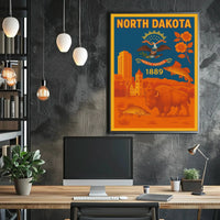 North Dakota Heritage Symbols Vintage Cultural or Heritage Poster PosterGoat