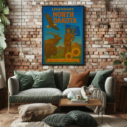North Dakota Pride Nature Tribute Vintage Travel Poster PosterGoat