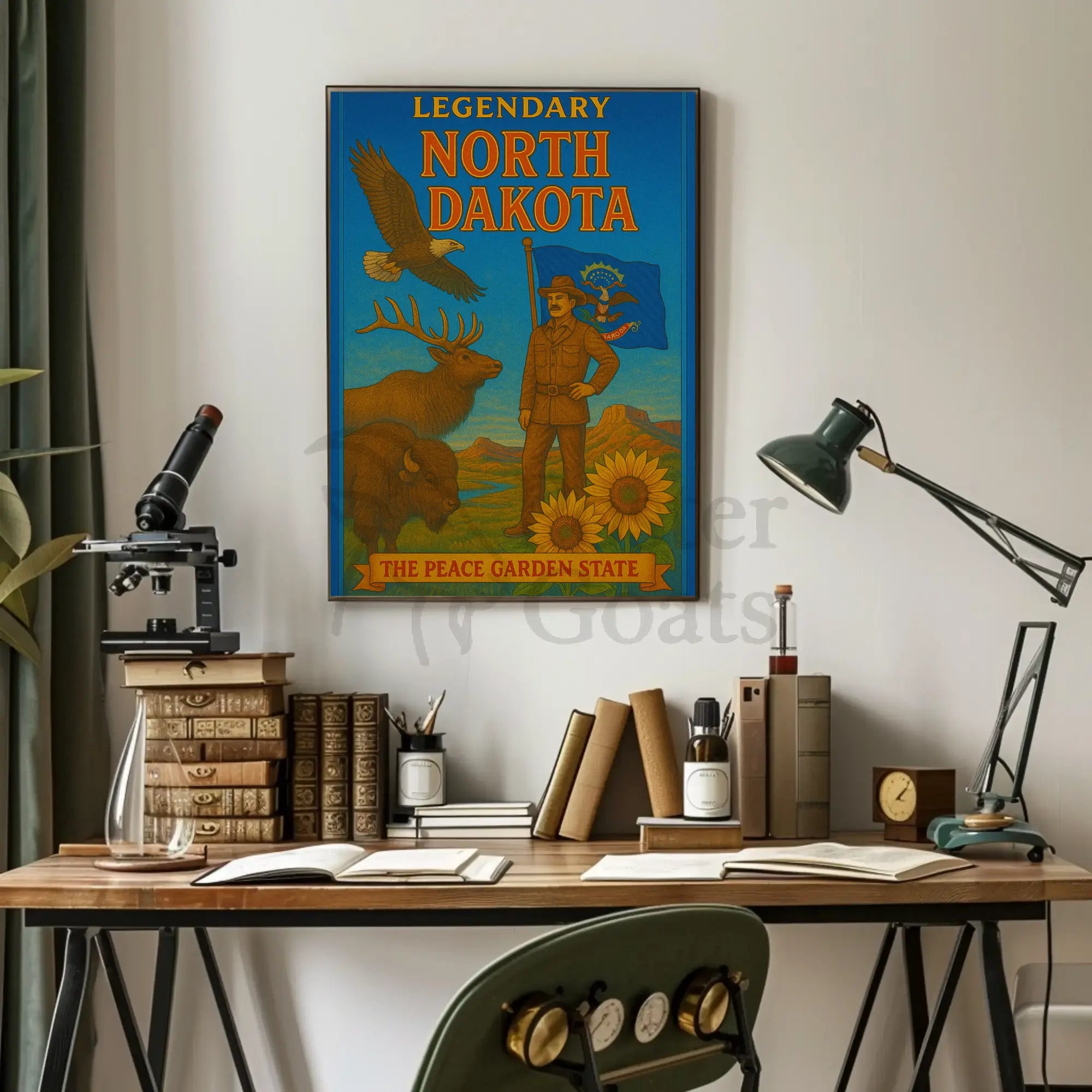 North Dakota Pride Nature Tribute Vintage Travel Poster PosterGoat