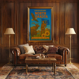 North Dakota Pride Nature Tribute Vintage Travel Poster PosterGoat