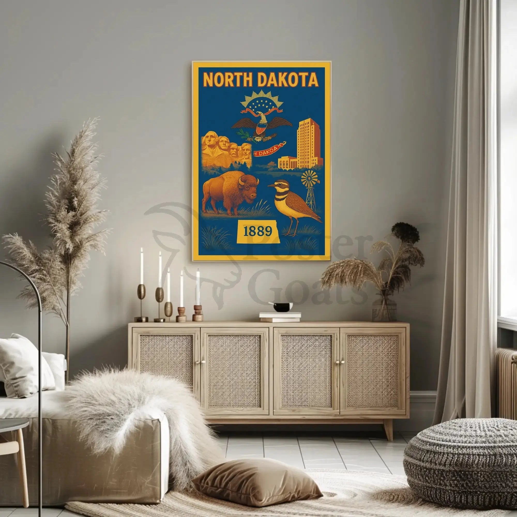 North Dakota Pride Vintage Cultural Poster PosterGoat