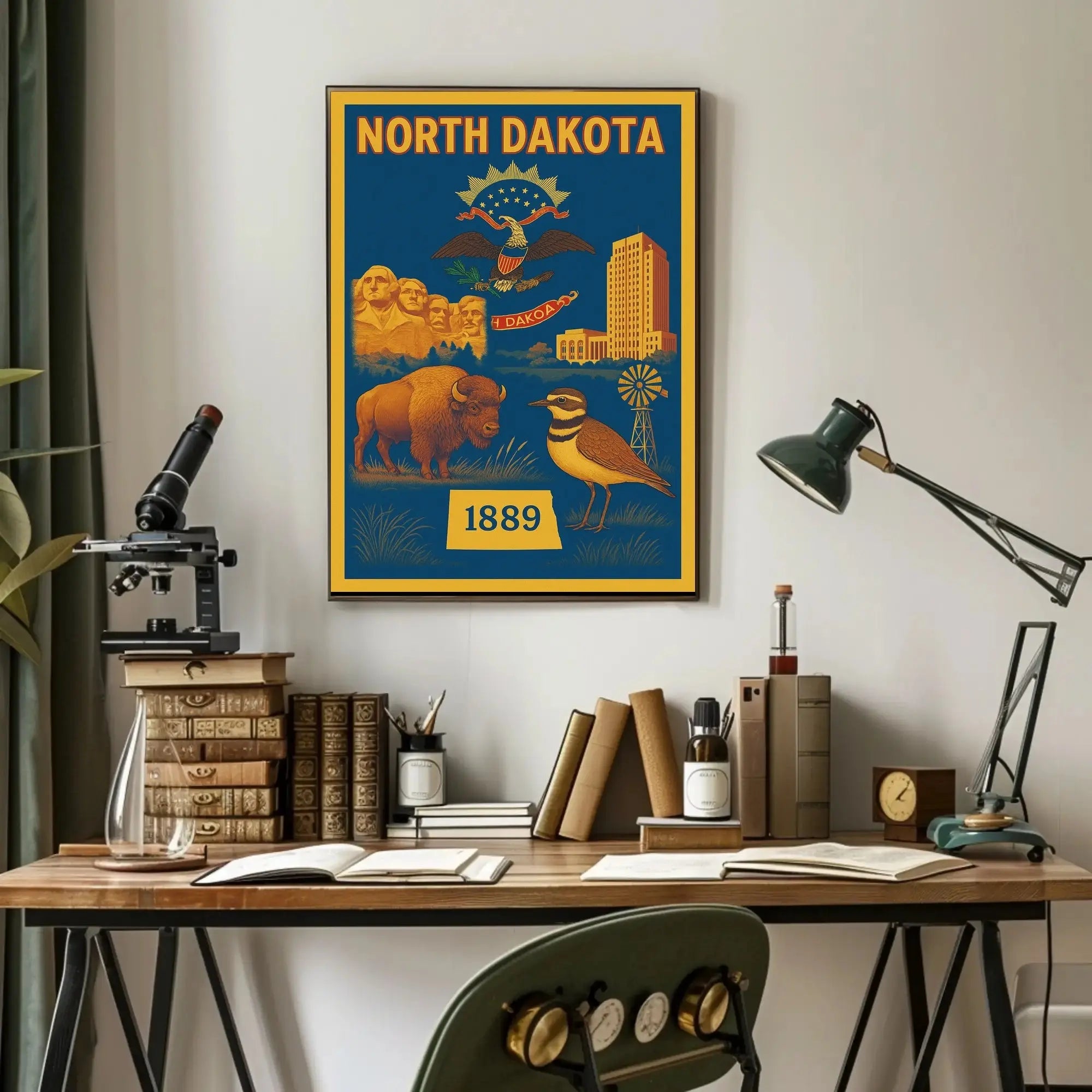 North Dakota Pride Vintage Cultural Poster PosterGoat