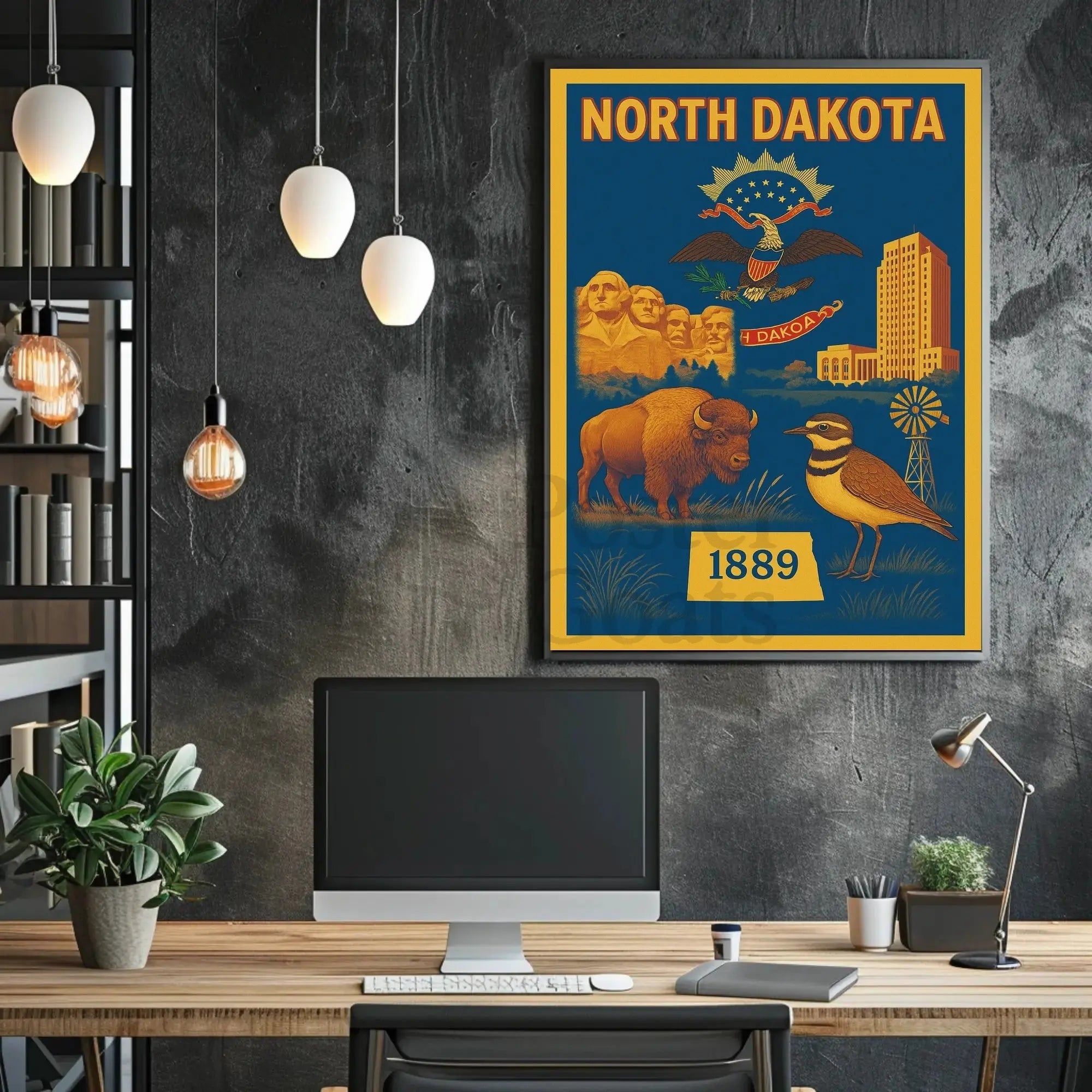North Dakota Pride Vintage Cultural Poster PosterGoat
