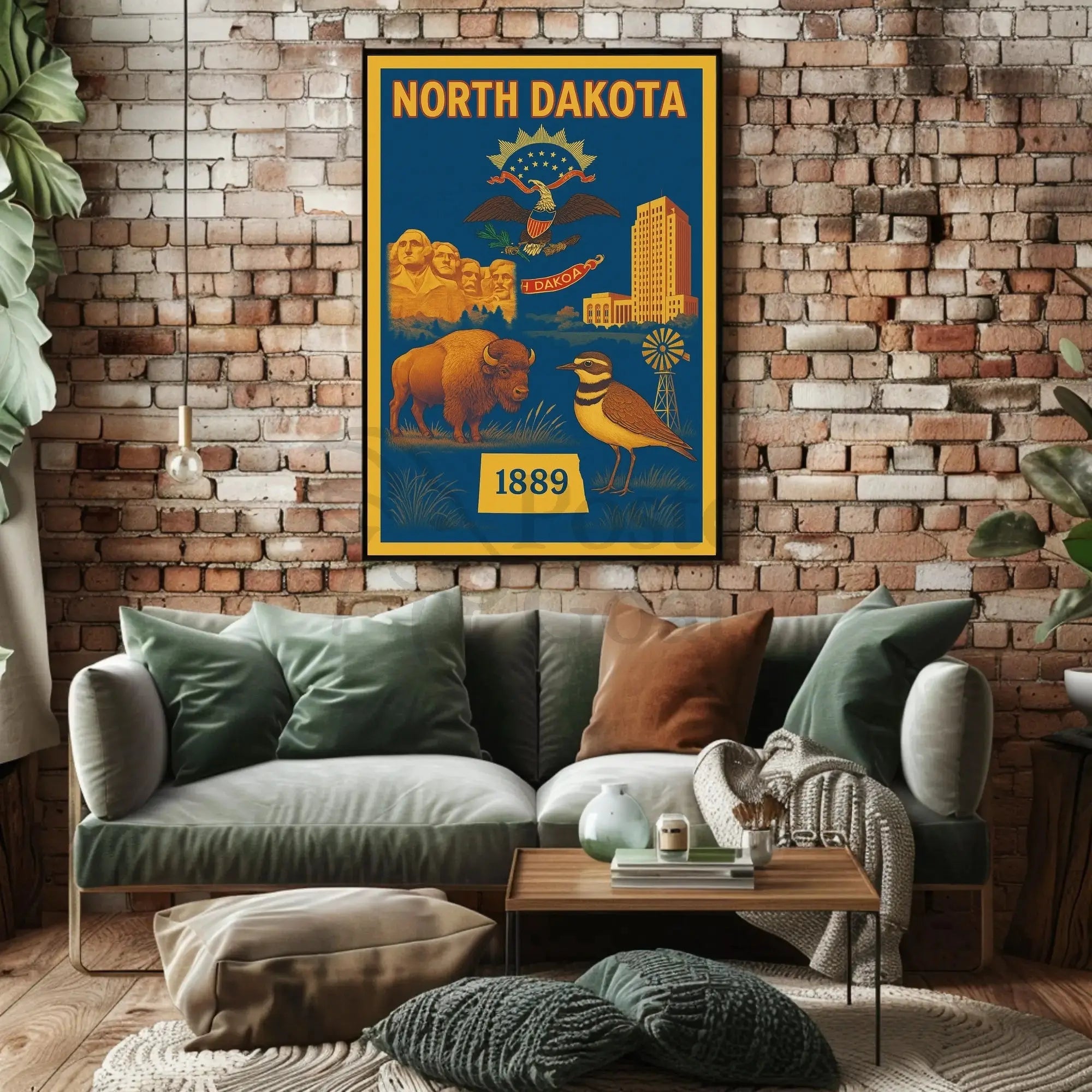 North Dakota Pride Vintage Cultural Poster PosterGoat
