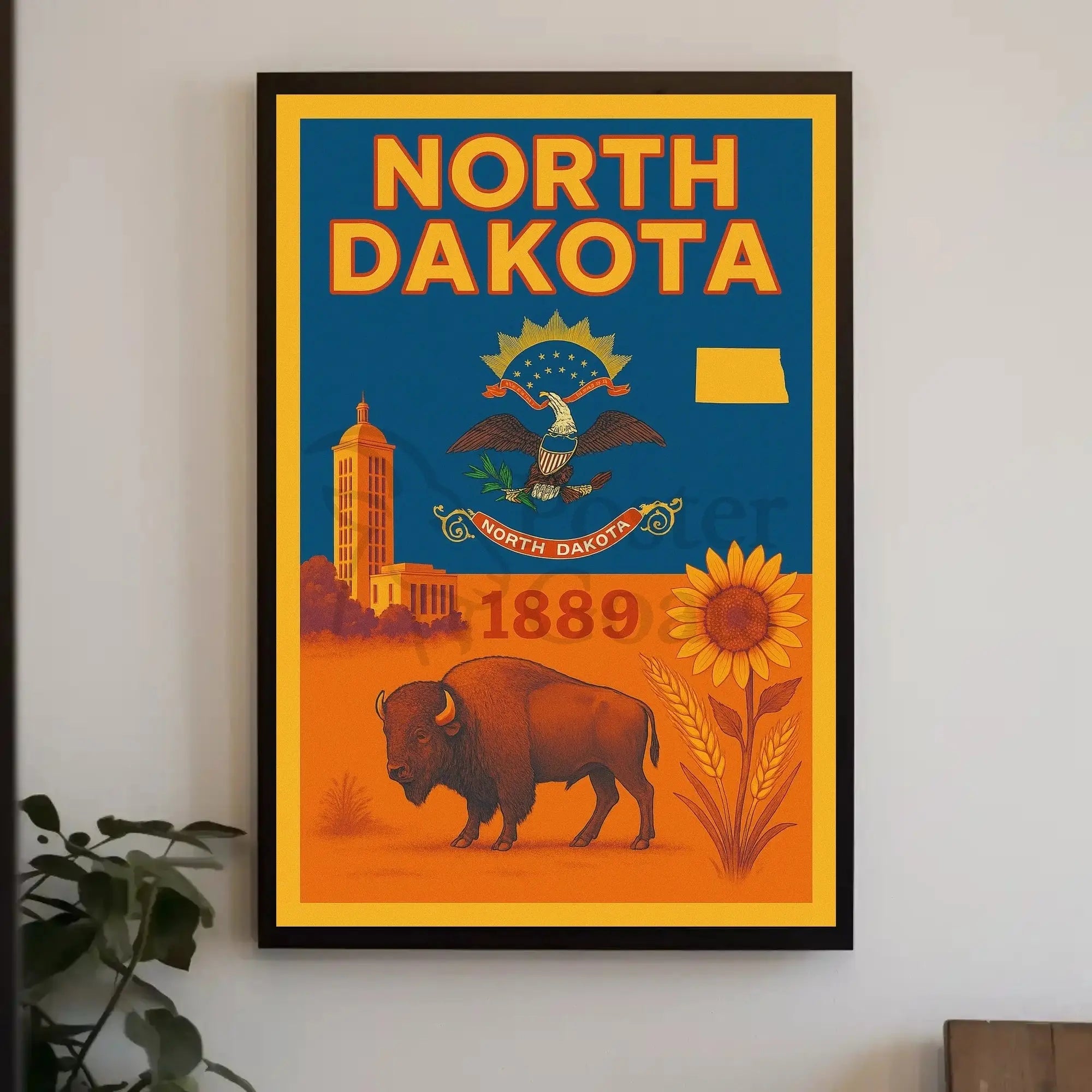 North Dakota Statehood 1889 Cultural Heritage Vintage Poster PosterGoat