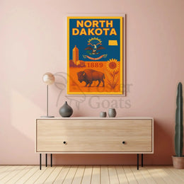 North Dakota Statehood 1889 Cultural Heritage Vintage Poster PosterGoat