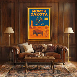 North Dakota Statehood 1889 Cultural Heritage Vintage Poster PosterGoat