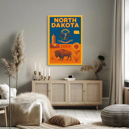 North Dakota Statehood 1889 Cultural Heritage Vintage Poster PosterGoat