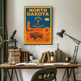 North Dakota Statehood 1889 Cultural Heritage Vintage Poster PosterGoat