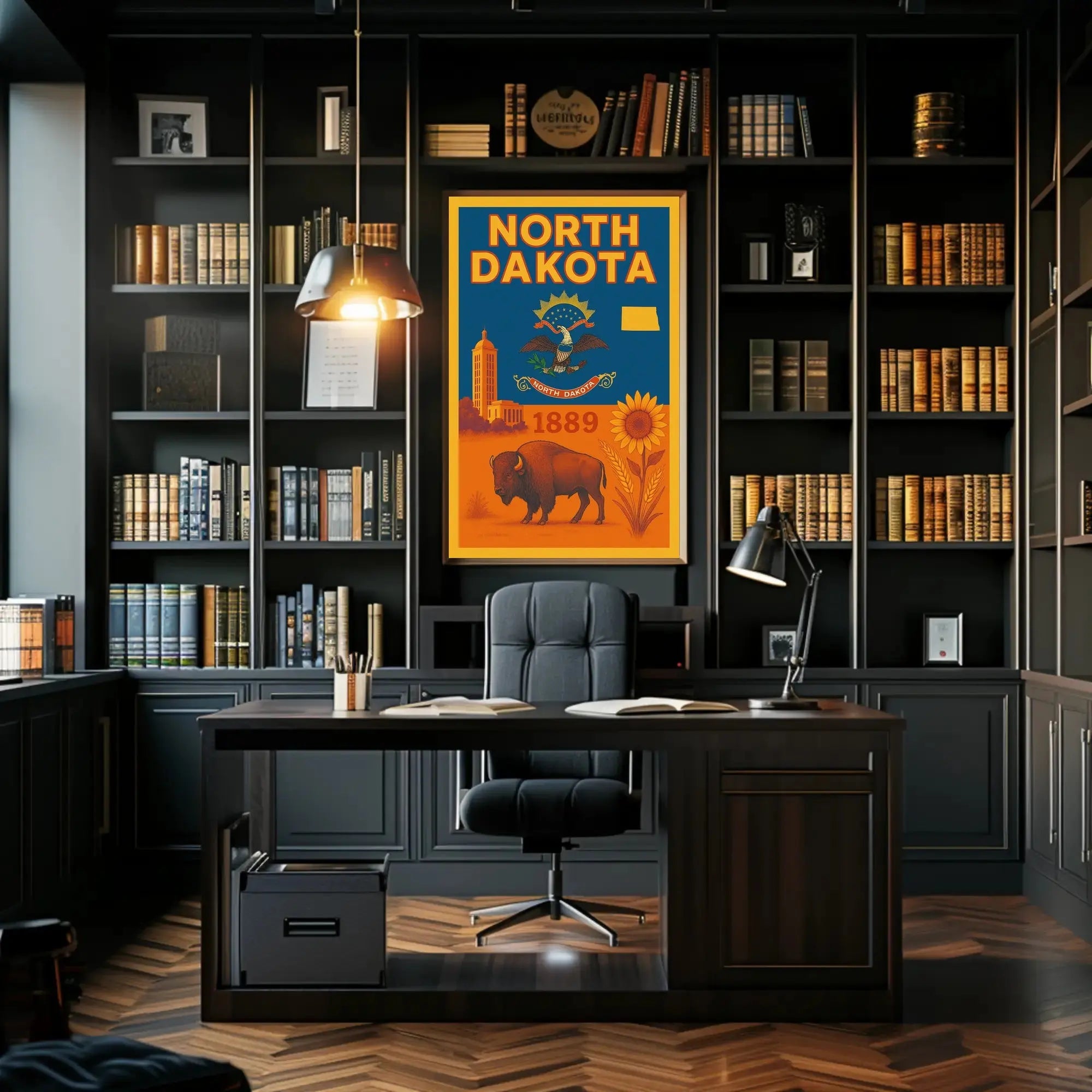 North Dakota Statehood 1889 Cultural Heritage Vintage Poster PosterGoat