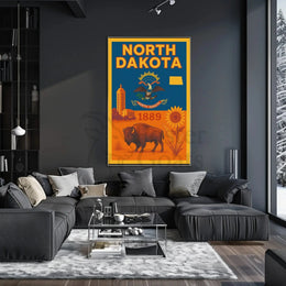 North Dakota Statehood 1889 Cultural Heritage Vintage Poster PosterGoat