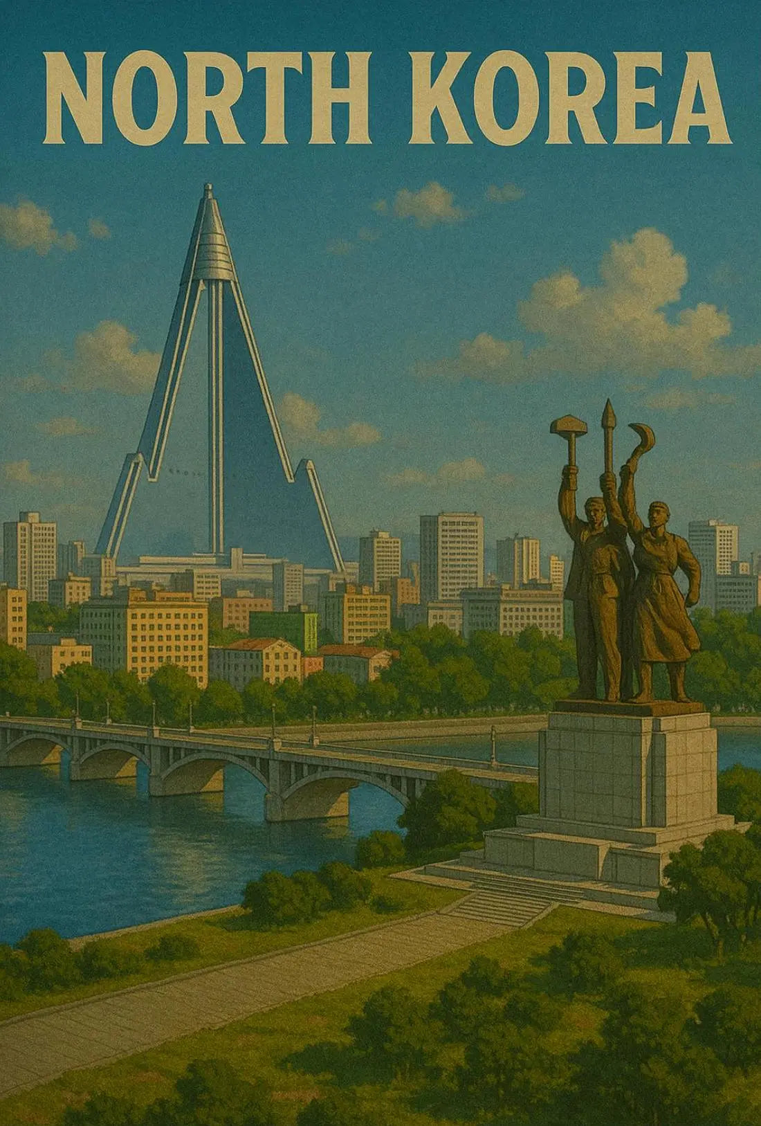 North Korean Architecture and Ideology Propaganda Poster PosterGoat