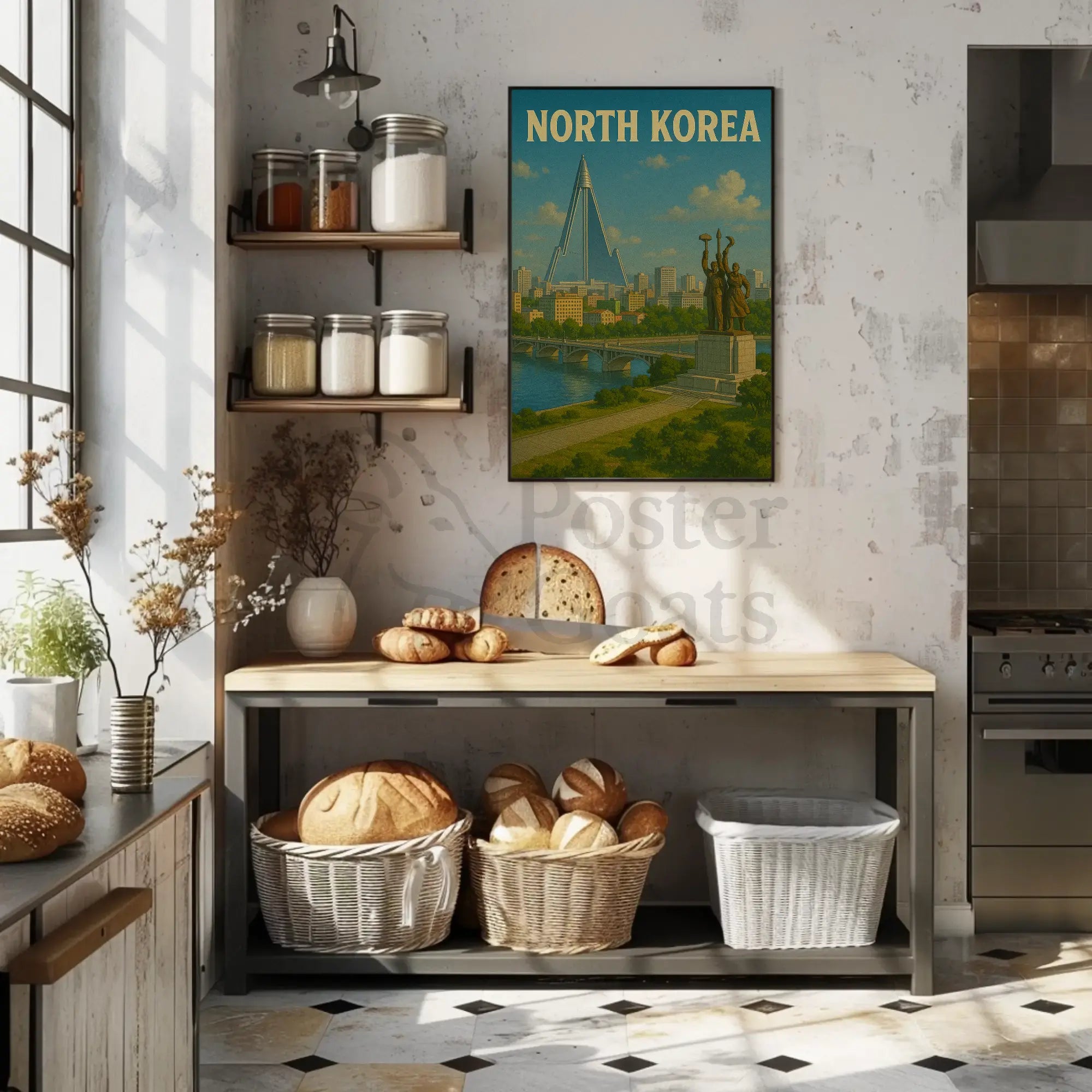 North Korean Architecture and Ideology Propaganda Poster PosterGoat