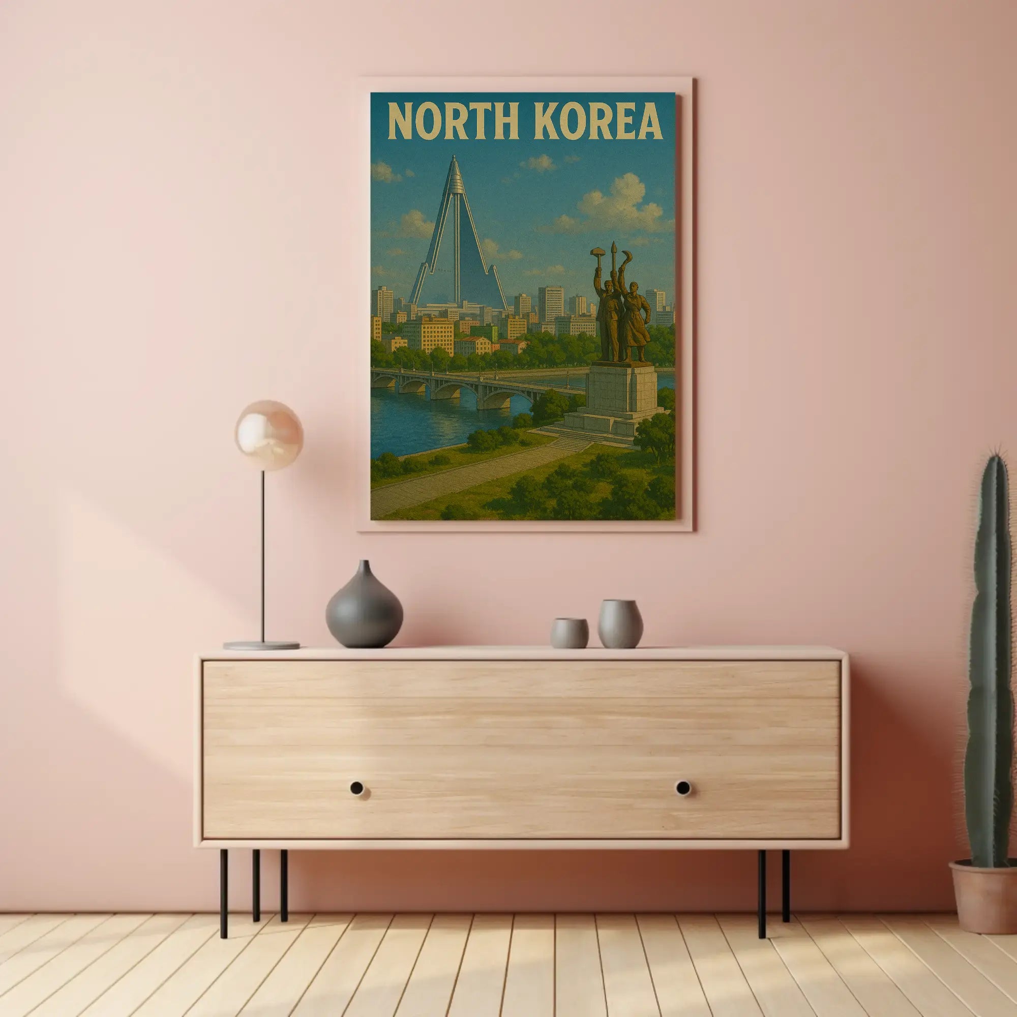 North Korean Architecture and Ideology Propaganda Poster PosterGoat