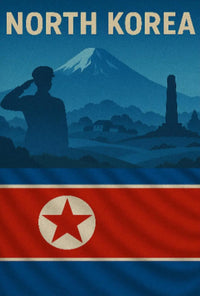 North Korean Nationalism Silhouette Art Propaganda Poster PosterGoat